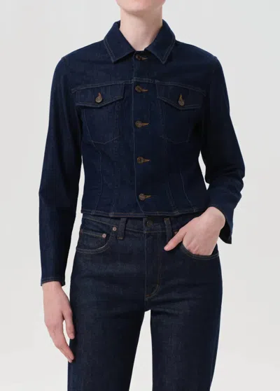 Agolde Contoured Long Sleeve Jacket In Rinse In Blue