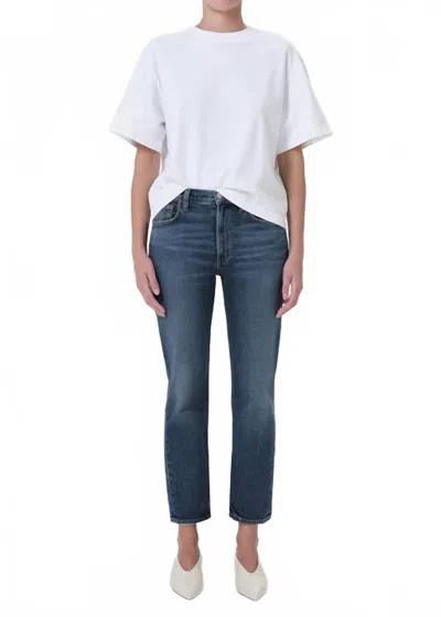 AGOLDE CONTROL KYE MID RISE STRAIGHT CROP JEANS IN BLUE