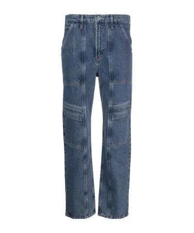 Agolde High-waisted Organic Cotton Cargo Trousers In Blue