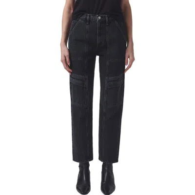 Agolde Cooper Relaxed Cargo Organic Cotton Jeans In Black