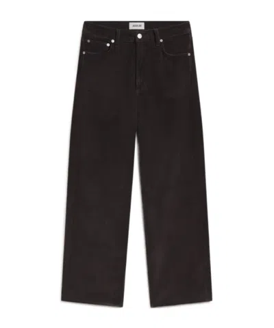 Agolde Cord-laced Denim Trousers In Brown