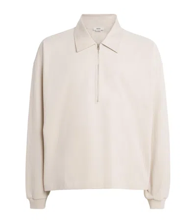 Agolde Cotton Darius Half-zip Polo Sweatshirt In Beige