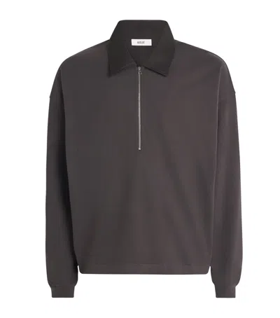 Agolde Darius Cotton-jersey Half-zip Polo Shirt In Black