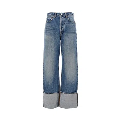 Agolde Liberty Turn-up Cuff Jeans In Blue