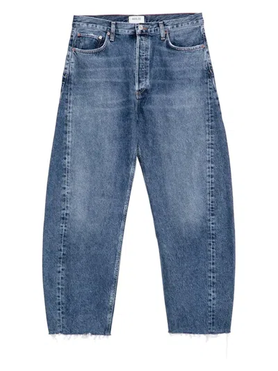 Agolde Cotton Denim Pants In Brown