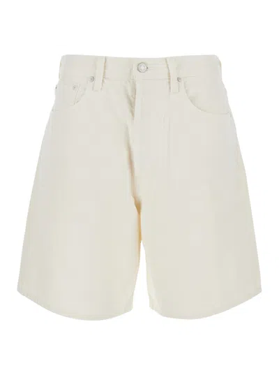 Agolde Cotton Five-pocket Shorts In White