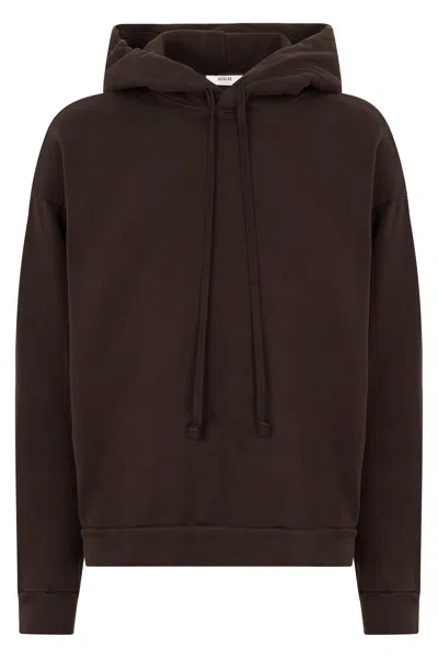 Agolde Cotton Hoodie In Brown
