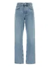 Agolde Franka Pleated High-rise Wide-leg Jeans In Blue