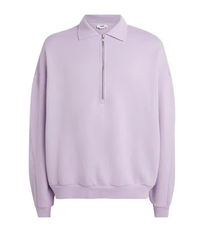 Agolde Cotton Pace Quarter-zip Sweatshirt In Purple