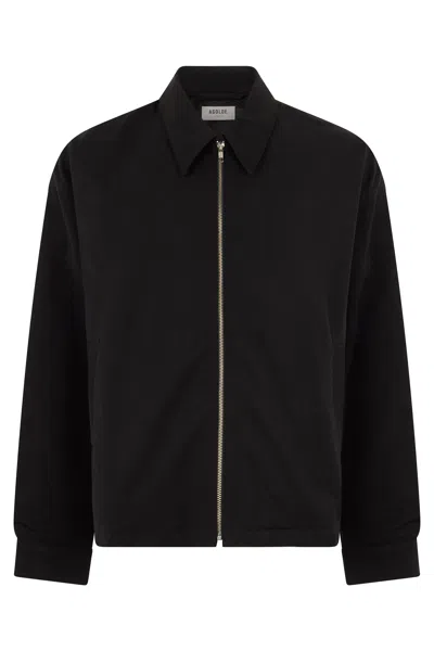 Agolde Cotton Zip Shirt In Black