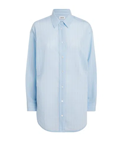 Agolde Cotton-blend Sona Shirt In Blue