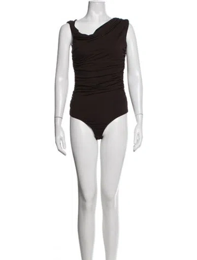 Pre-owned Agolde Cowl Neck Sleeveless Bodysuit In Black