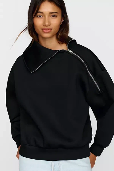 Agolde Coyle Asymmetric Zip Sweatshirt In Black