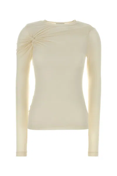 Agolde Cream Stretch Lyocell T-shirt In Yellow