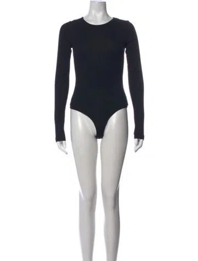 Pre-owned Agolde Crew Neck Long Sleeve Bodysuit In Black