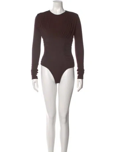 Pre-owned Agolde Crew Neck Long Sleeve Bodysuit In Brown