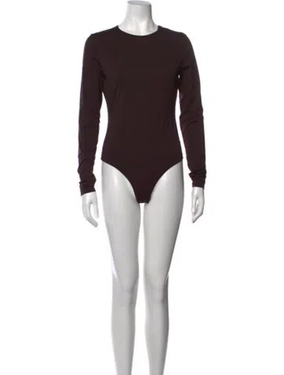 Pre-owned Agolde Crew Neck Long Sleeve Bodysuit In Brown