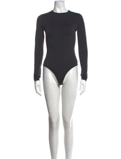 Pre-owned Agolde Crew Neck Long Sleeve Bodysuit In Grey