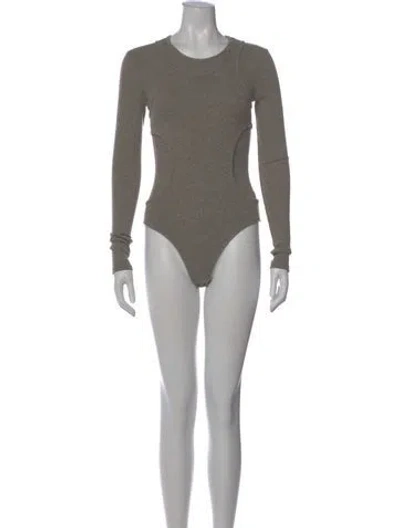 Pre-owned Agolde Crew Neck Long Sleeve Bodysuit In Neutral