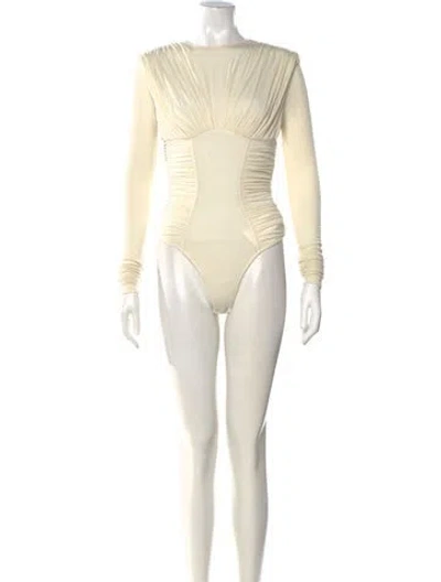 Pre-owned Agolde Crew Neck Long Sleeve Bodysuit In Neutral