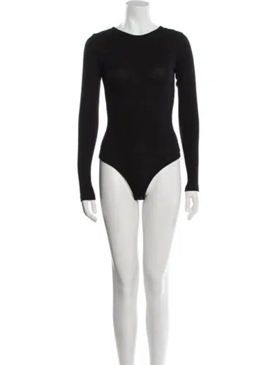 Pre-owned Agolde Crew Neck Long Sleeve Bodysuit W/ Tags In Black