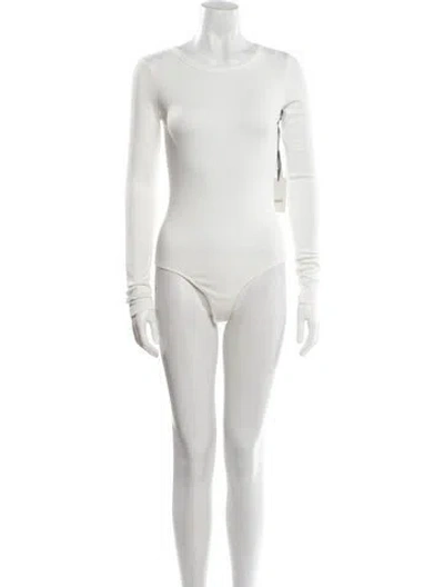 Pre-owned Agolde Crew Neck Long Sleeve Bodysuit In White