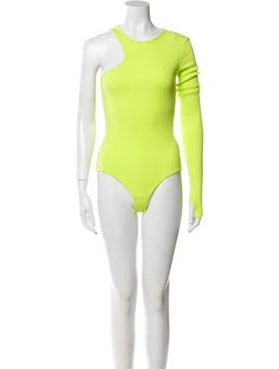 Pre-owned Agolde Crew Neck Long Sleeve Bodysuit In Yellow