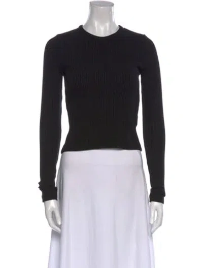 Pre-owned Agolde Crew Neck Long Sleeve Crop Top In Black