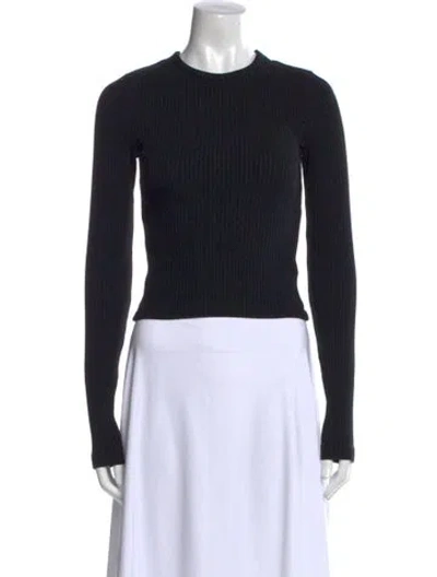 Pre-owned Agolde Crew Neck Long Sleeve Crop Top In Black