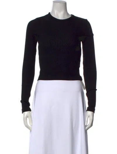 Pre-owned Agolde Crew Neck Long Sleeve Crop Top In Black