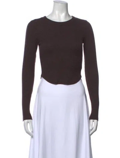 Pre-owned Agolde Crew Neck Long Sleeve Crop Top In Brown
