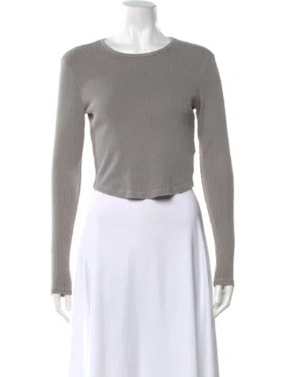 Pre-owned Agolde Crew Neck Long Sleeve Crop Top In Gray