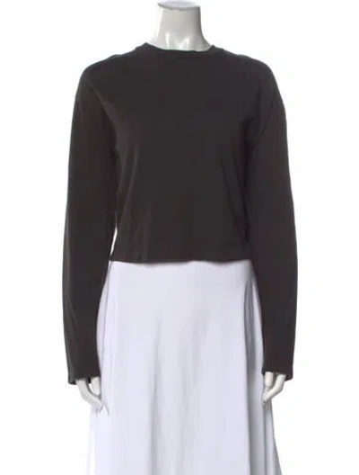Pre-owned Agolde Crew Neck Long Sleeve Crop Top In Green