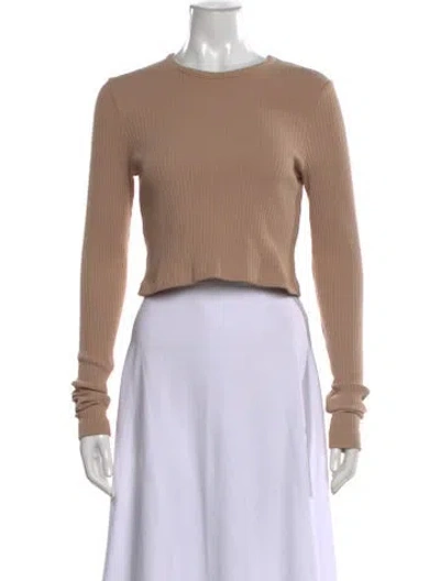 Pre-owned Agolde Crew Neck Long Sleeve Crop Top In Neutral