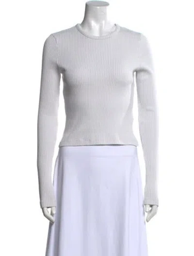 Pre-owned Agolde Crew Neck Long Sleeve Crop Top In White