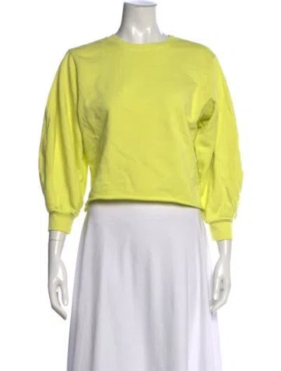 Pre-owned Agolde Crew Neck Long Sleeve Crop Top In Yellow
