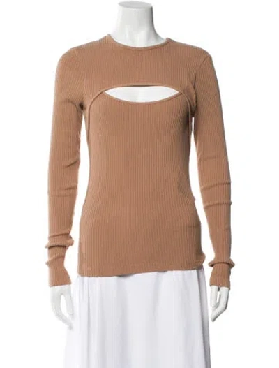 Pre-owned Agolde Crew Neck Long Sleeve Top In Brown