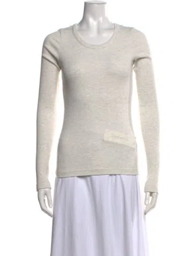 Pre-owned Agolde Crew Neck Long Sleeve Top W/ Tags In White