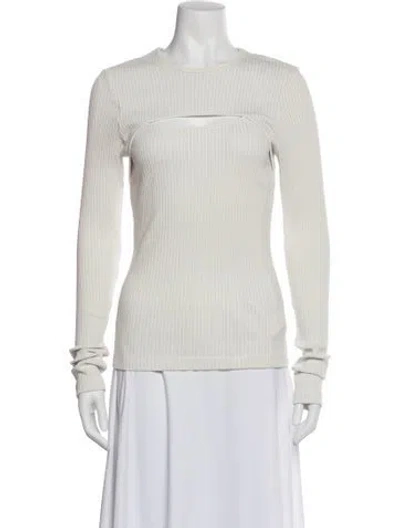 Pre-owned Agolde Crew Neck Long Sleeve Top In White