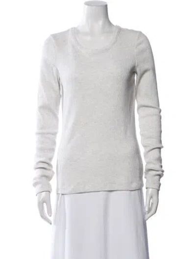 Pre-owned Agolde Crew Neck Long Sleeve T-shirt In White