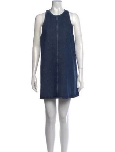 Pre-owned Agolde Crew Neck Mini Dress In Blue