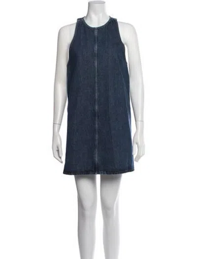 Pre-owned Agolde Crew Neck Mini Dress In Blue