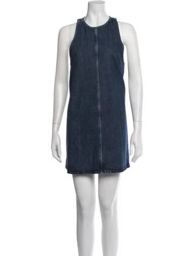 Pre-owned Agolde Crew Neck Mini Dress W/ Tags In Blue