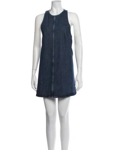 Pre-owned Agolde Crew Neck Mini Dress W/ Tags In Blue