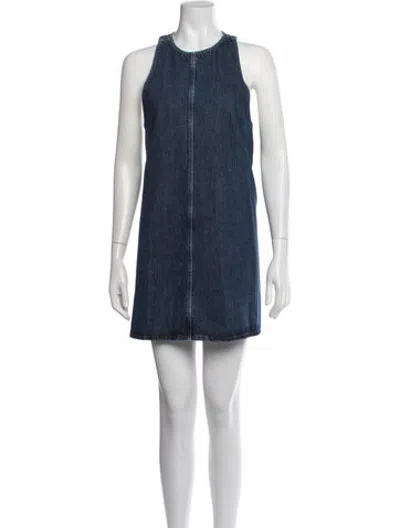 Pre-owned Agolde Crew Neck Mini Dress W/ Tags In Blue