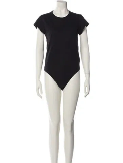 Pre-owned Agolde Crew Neck Short Sleeve Bodysuit In Black