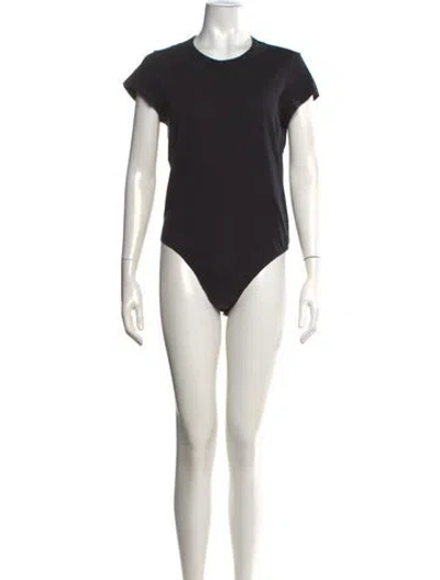 Pre-owned Agolde Crew Neck Short Sleeve Bodysuit In Black