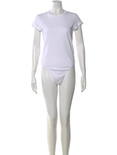Pre-owned Agolde Crew Neck Short Sleeve Bodysuit In White