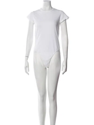 Pre-owned Agolde Crew Neck Short Sleeve Bodysuit In White