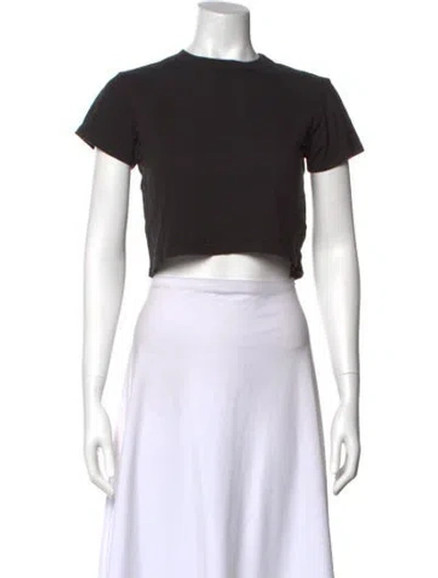Pre-owned Agolde Crew Neck Short Sleeve Crop Top In Black